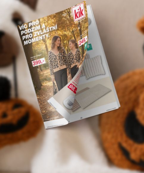 Leták KiK s podzimní módou a halloweenskými dekoracemi