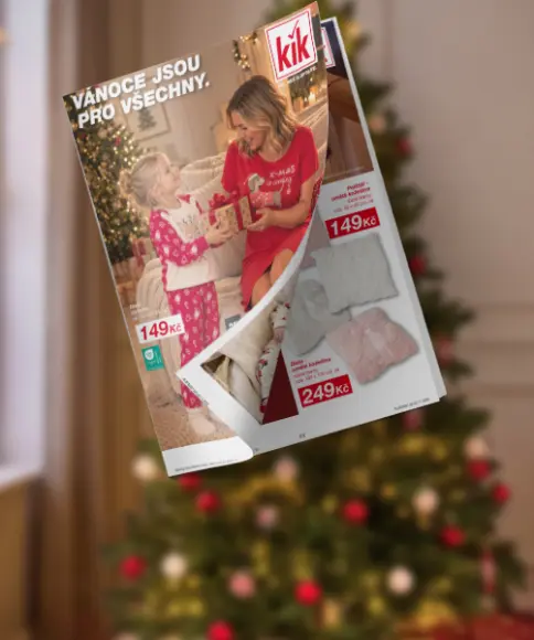Vánoční leták KiK se sváteční módou pro celou rodinu, tipy na dárky a vánočními nabídkami