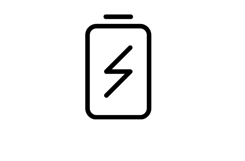 Jednoduchý liniový nákres baterie – symbol energie nebo napájení.