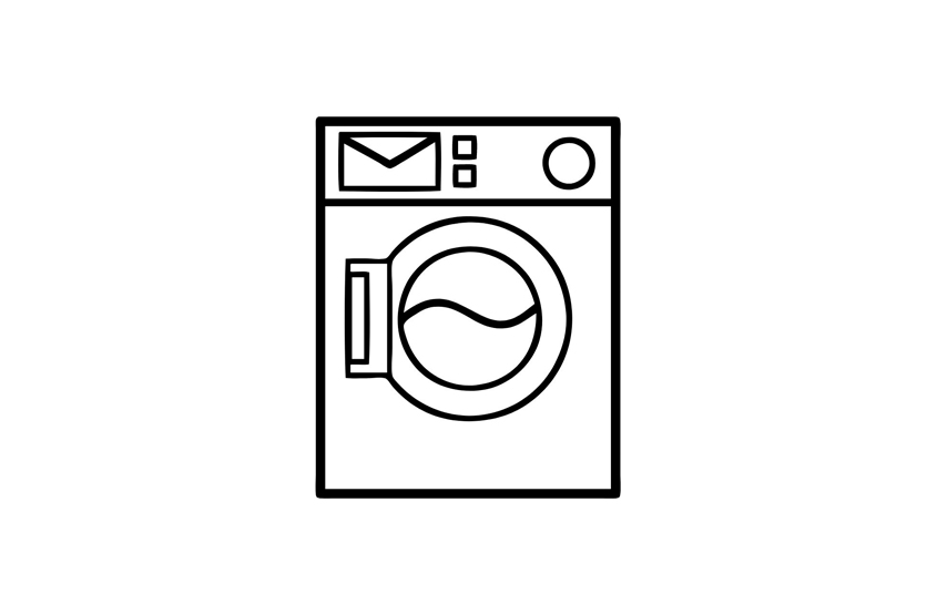 Ikona pračky jako symbol informací o údržbě